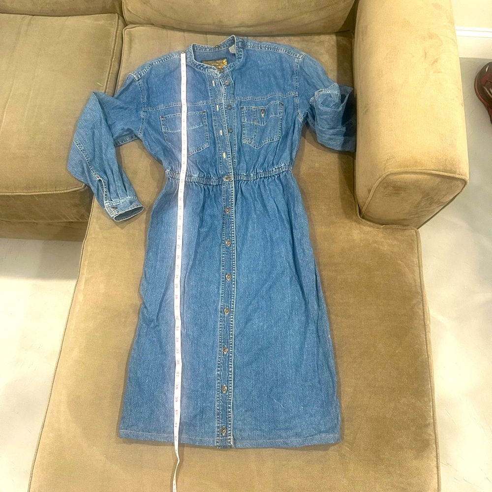 Liz Claiborne Blue Denim Button-Front Midi Dress
